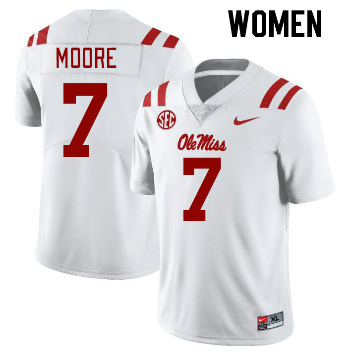 Women #7 Louis Moore Ole Miss Rebels College Football Jerseys Stitched-White